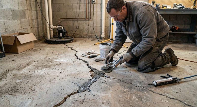 Cracked Basement Floor Repair in Alexandria, MN